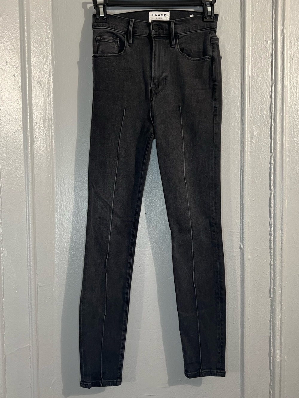Frame Denim Ali High Rise Cigarette Jeans in Faded Black Wash